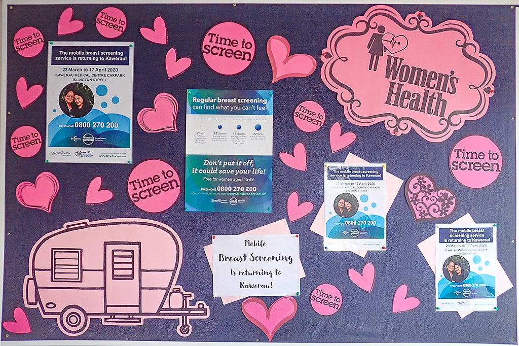 photo of breast screen promotion display in the waiting room